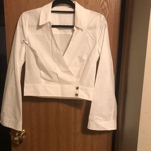 White crop dress shirt